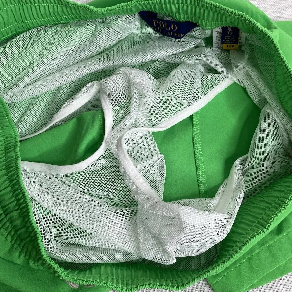 Polo Ralph Lauren Men's XL Neon Green Swim Trunks Shorts Mesh Lined‎